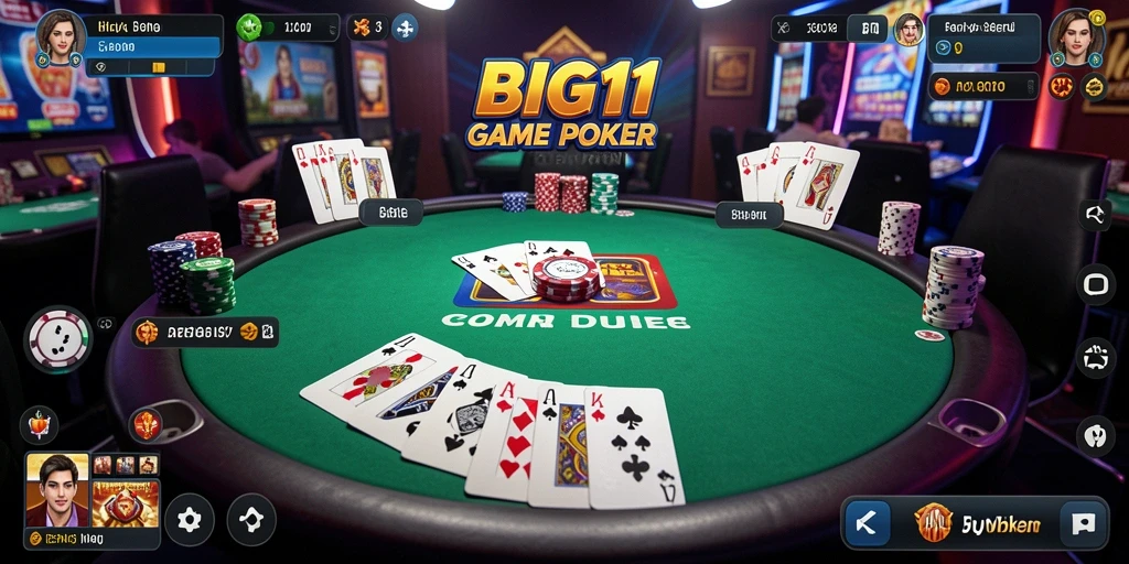 Tampilan gameplay Poker yang menarik dan interaktif di BIG11.