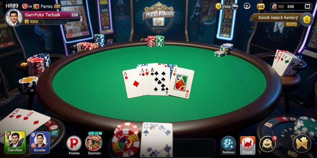 Screenshot HR89 menampilkan gameplay Poker yang seru dan kompetitif.