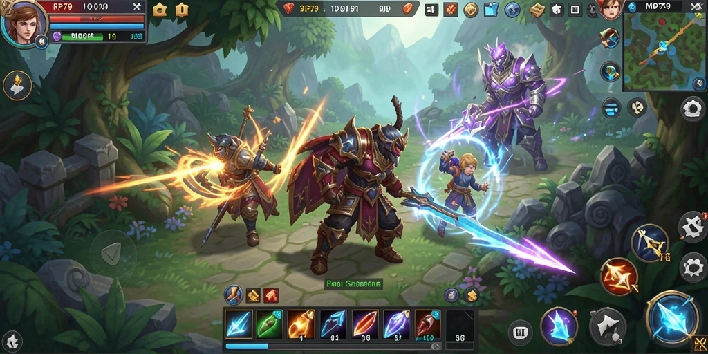 Tangkapan layar RP79 menampilkan aksi seru dalam pertempuran MMORPG.