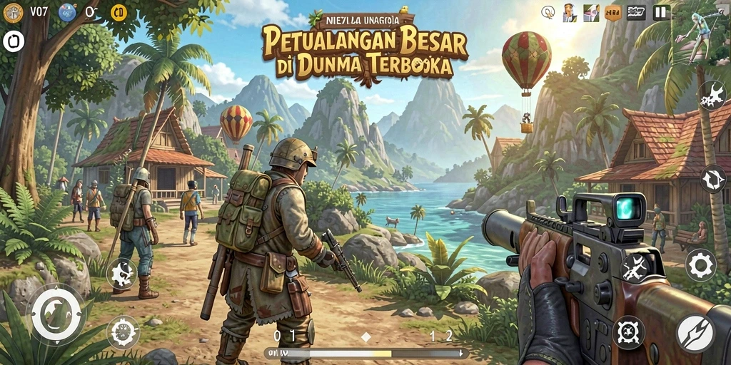 Tangkapan layar menampilkan momen epik dari gameplay V07 di dunia terbuka.