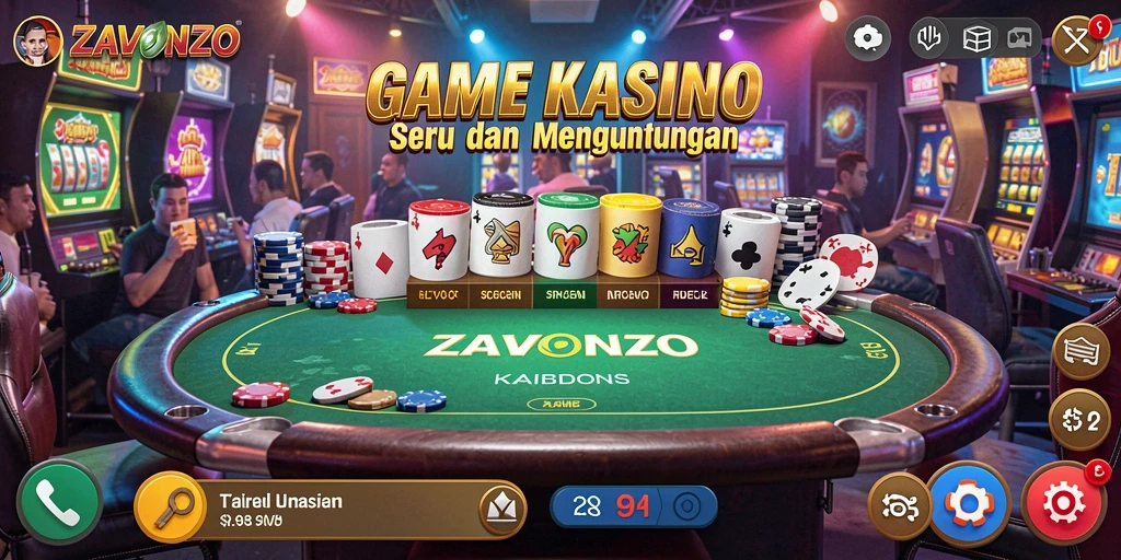 Screenshot gameplay ZAVONZO yang menunjukkan aksi seru di Kasino.